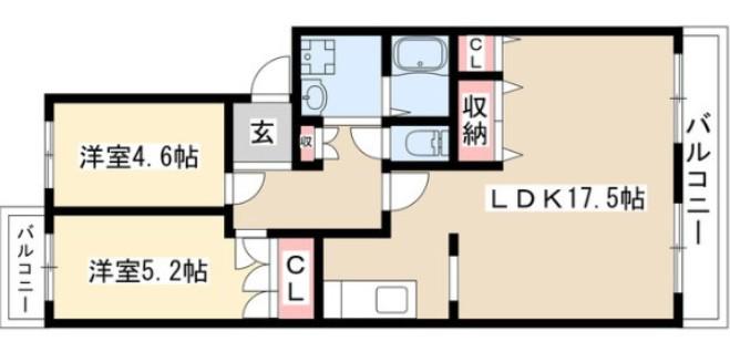 第六サンハイツ大森(2LDK/2階)の間取り写真
