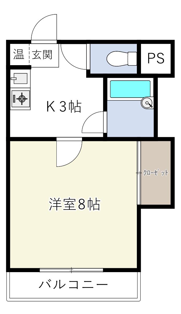 エクセル近大前(1K/3階)の間取り写真
