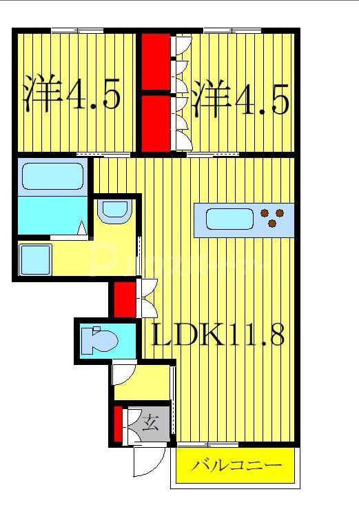 パ・マル逆井(2LDK/1階)の間取り写真