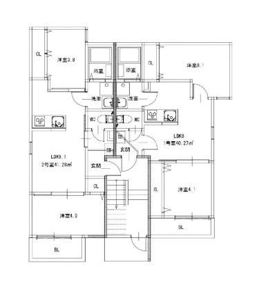 HALE LEA笹原(2LDK/1階)の間取り写真
