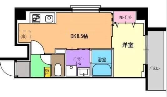 パラシオテルマス池上(1DK/1階)の間取り写真