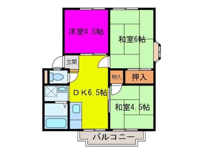 ウインディア21 A棟(3DK/2階)の間取り写真