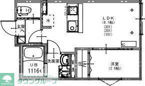 KEIAI RESIDENCE 新所沢(1LDK/2階)の間取り写真