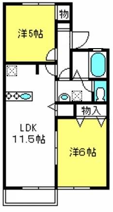 ジュネスユウ(2LDK/1階)の間取り写真