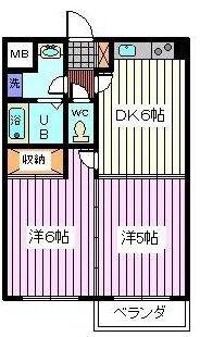 ベルエポック2(2DK/1階)の間取り写真