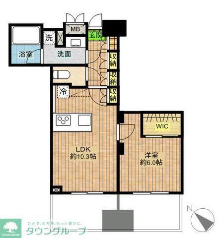 パークハビオ武蔵小山(1LDK/13階)の間取り写真