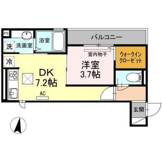 セジュール広島萬象園(1DK/2階)の間取り写真