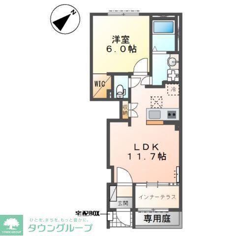 エクステンド・Y(1LDK/1階)の間取り写真