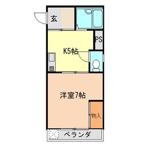 島川ハイツ(1K/3階)の間取り写真