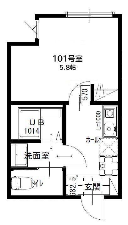 セジュール(1K/1階)の間取り写真