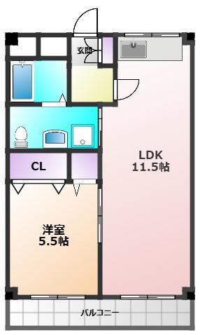オリーブガーデン(1LDK/3階)の間取り写真