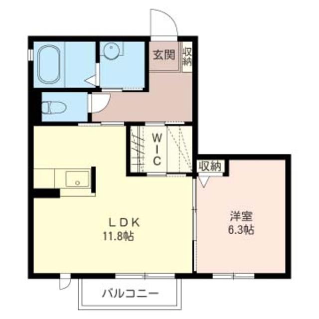 メゾンドール駒場D(1LDK/2階)の間取り写真