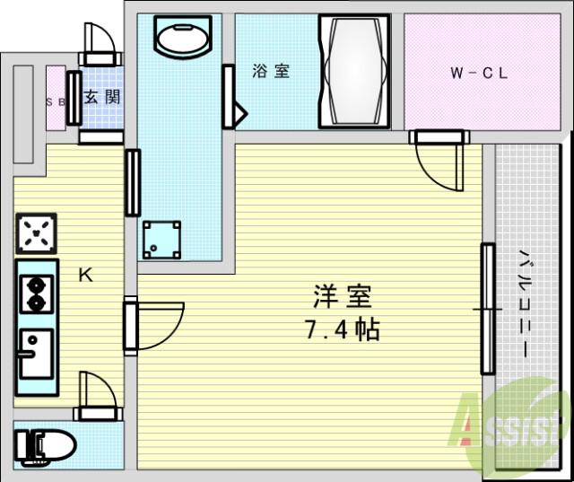 フジパレス豊里中央公園Ⅰ番館(1K/2階)の間取り写真
