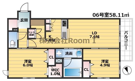 ビブレ アンサンブル・旭化成ヘーベルメゾンHEBEL H(2LDK/3階)の間取り写真