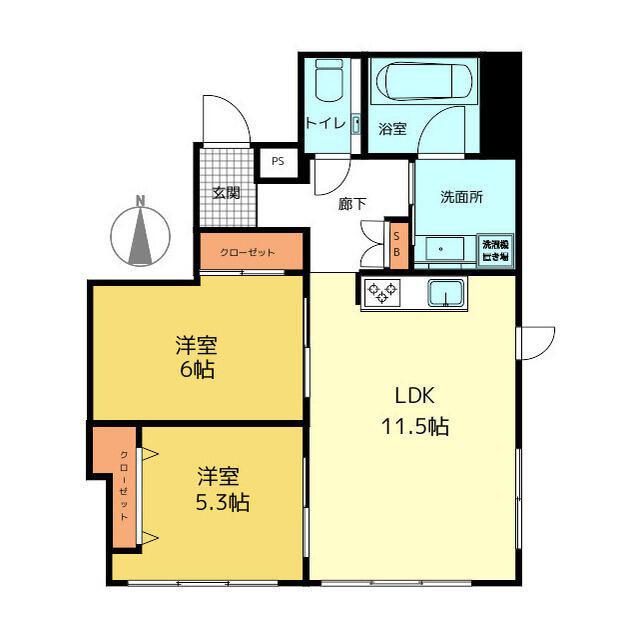 S-RESIDENCE(2LDK/1階)の間取り写真