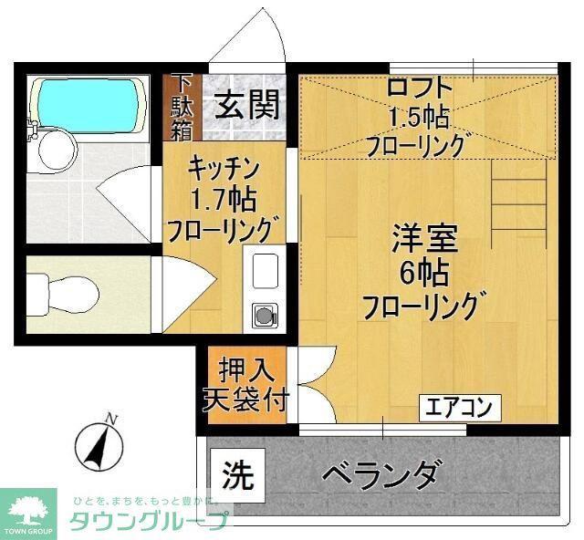 ハウス1990(1K/2階)の間取り写真