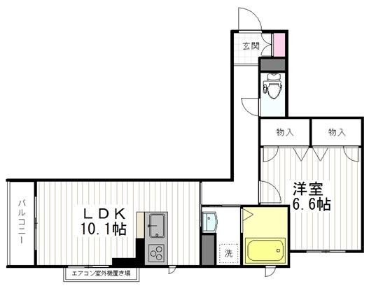 エスポワール宮千代(1LDK/3階)の間取り写真