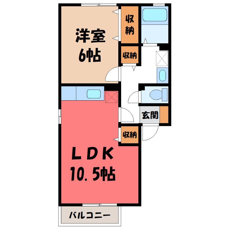 メゾンクレールB(1LDK/2階)の間取り写真