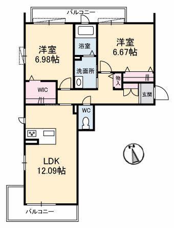 サンハイツ雅洋(2LDK/3階)の間取り写真