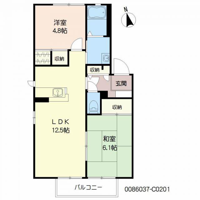 シャルム・K C棟(2LDK/2階)の間取り写真