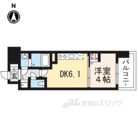 アスヴェル京都太秦210(1DK/2階)の間取り写真