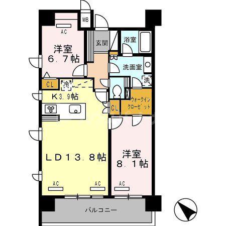 ロイヤルパークス豊洲(2LDK/3階)の間取り写真