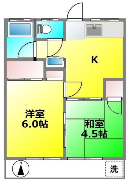 ハイム伊東(2K/2階)の間取り写真