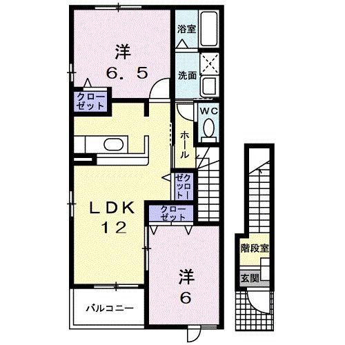 あゆみ壱番館(2LDK/2階)の間取り写真
