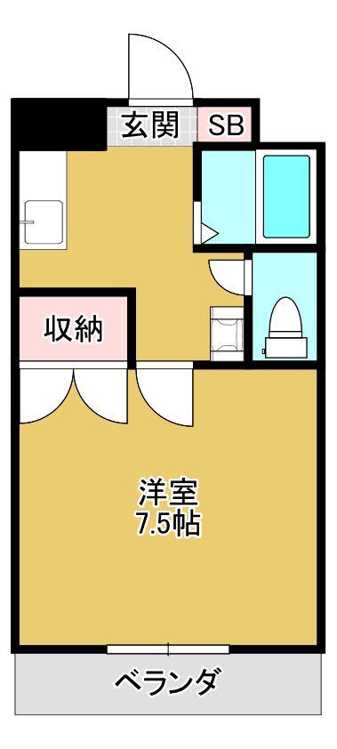ビューテラス(1K/2階)の間取り写真