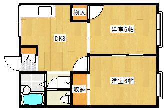 イリスハイツA(2DK/2階)の間取り写真