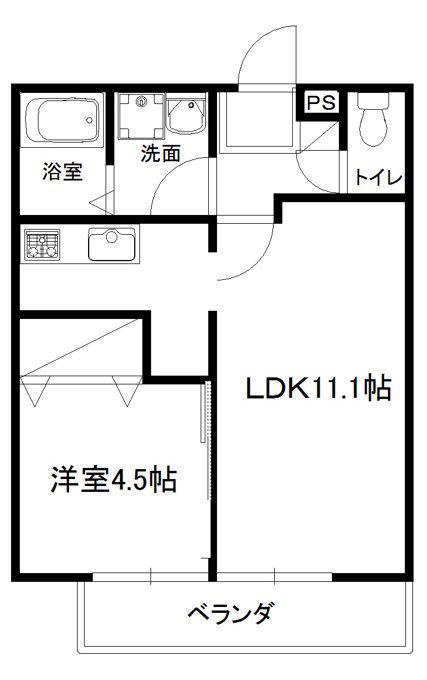 GRANDFORET(1LDK/1階)の間取り写真