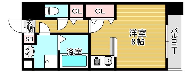 ラペジブル(ワンルーム/6階)の間取り写真