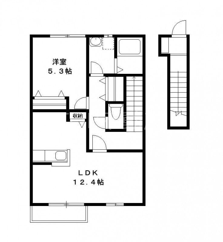 MIMOSA(1LDK/2階)の間取り写真