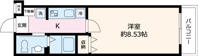 SANCTUAIRE赤羽(1K/1階)の間取り写真