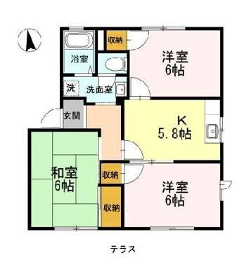 フレグランス・S B棟(3DK/1階)の間取り写真