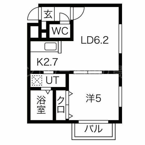 カハラ澄川(1LDK/1階)の間取り写真