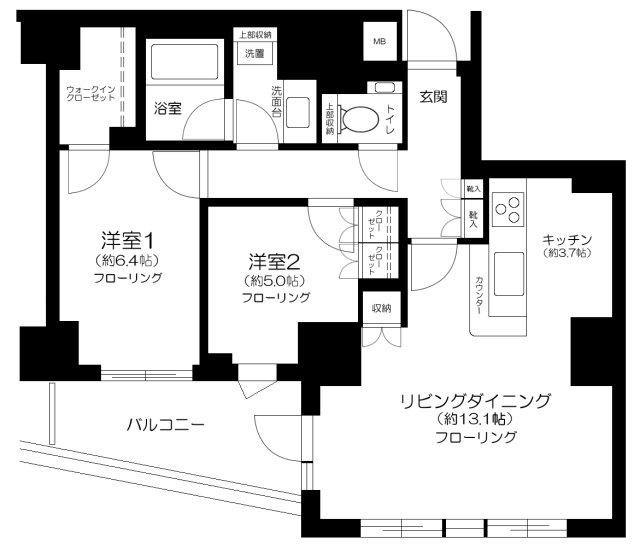 パークホームズ市谷薬王寺セントガレリア(2LDK/8階)の間取り写真