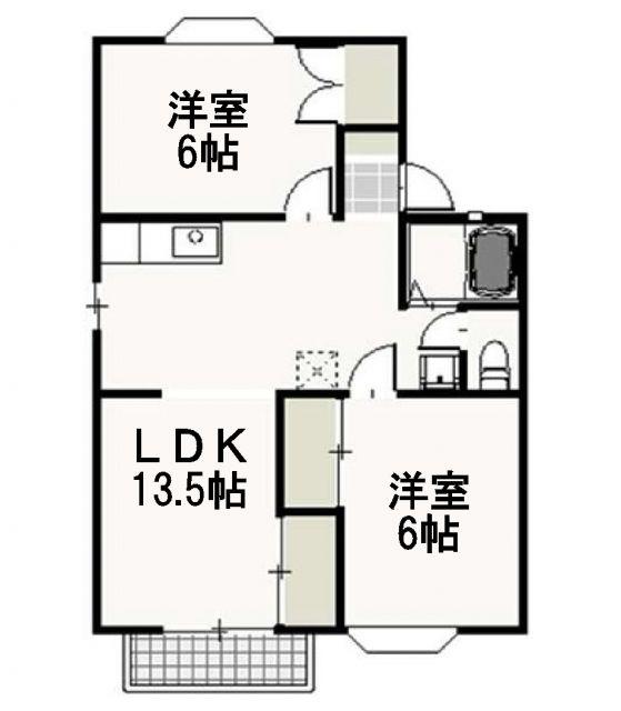 ファミーユ・ビボC(2LDK/2階)の間取り写真