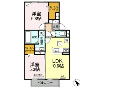 レガーミ中央(2LDK/1階)の間取り写真