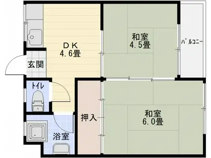 リズム柏原(2DK/4階)の間取り写真