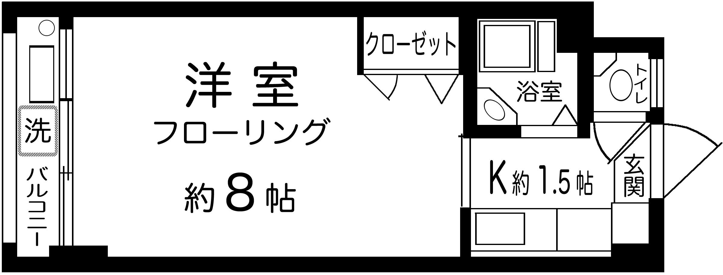 アポロマンション(1K/2階)の間取り写真