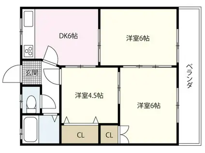 清水アパート(3DK/3階)の間取り写真