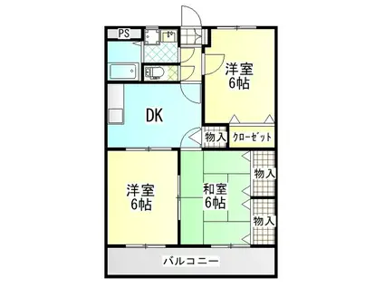 石川勉マンション(3DK/3階)の間取り写真