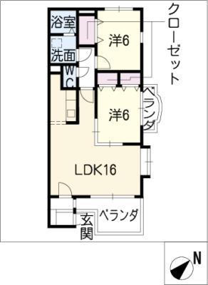 グランディール(2LDK/1階)の間取り写真