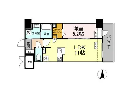 D-ROOM亀島(1LDK/6階)の間取り写真