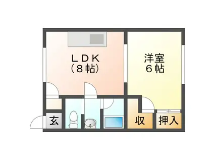 桜木マンション(1DK/2階)の間取り写真
