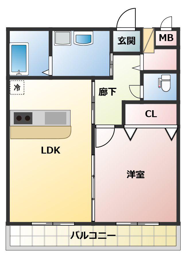 ナトリウム(1LDK/2階)の間取り写真