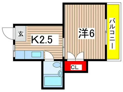 マンションフローラル 都(1K/3階)の間取り写真
