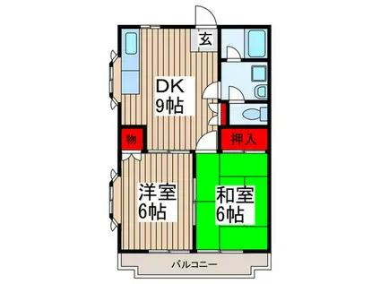 サニーヒルズ浦和(2DK/3階)の間取り写真