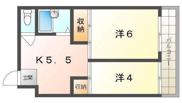 ローヤルハイツ石原(2K/3階)の間取り写真